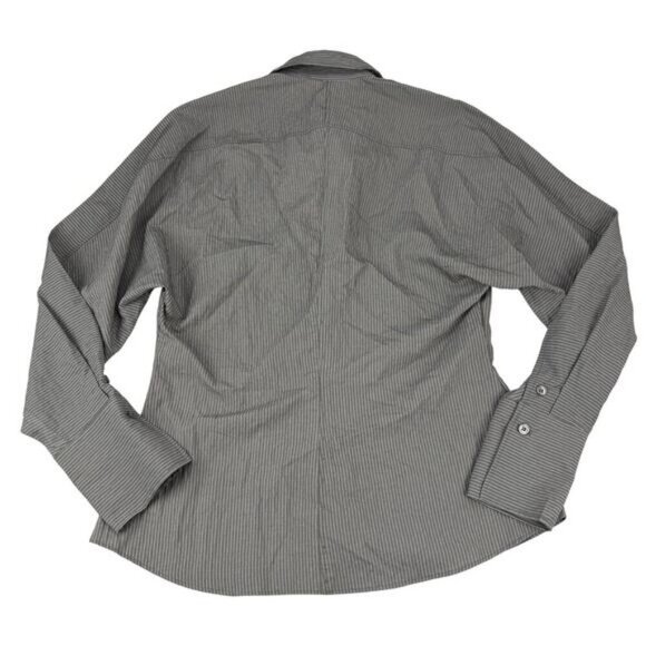 Zara Striped Pocket Modal Long Sleeve Shirt Size Small - Picture 6 of 6